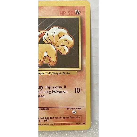 Vulpix 68/102 Base Set Unlimited Common Non Halo 1999 WOTC Pokemon Card LP - Picture 3 of 6